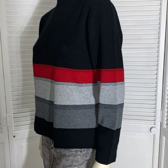 Vintage Black Red Striped Mock Neck Sweater Women’s Size Medium - Picture 11 of 14